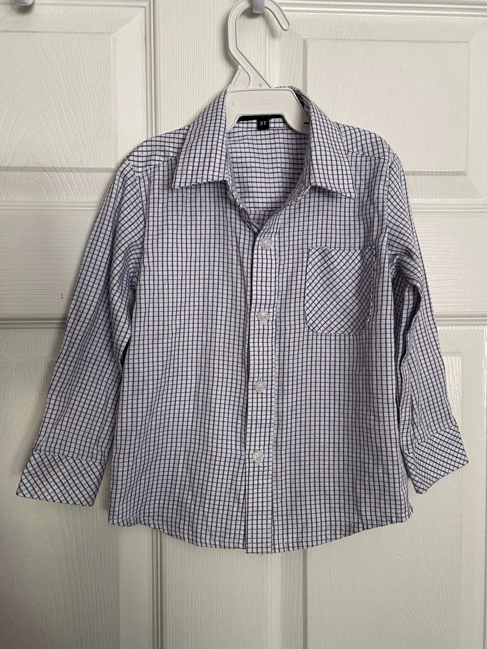Sahara Club Classic Boys' 3T Checked Button-Up Shirt - White, Red & Blue